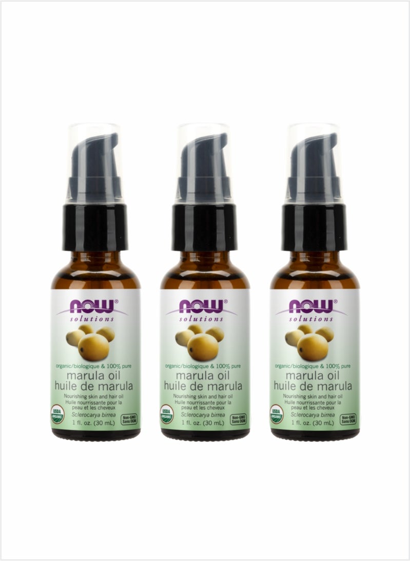 NOW 100% Pure Marula Oil - Nourishing & Hydrating, 30ml (Pack of 3)