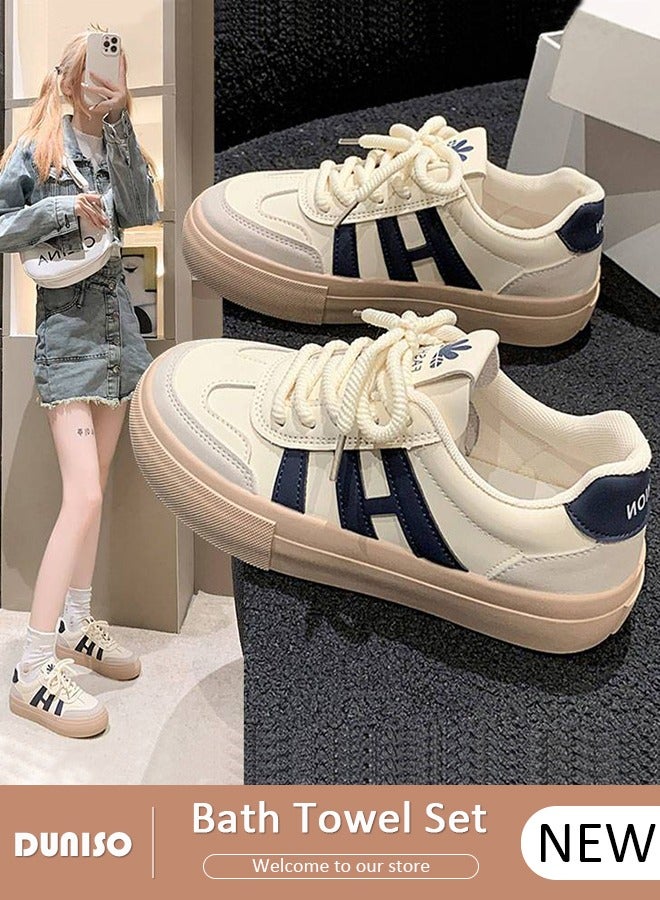 DUNISO Women's Platform Sneakers Low Top Walking Shoes for Lady Comfortable Lace Up Fashion Casual Shoes for Indoor Outdoor Travel Work - Image 1