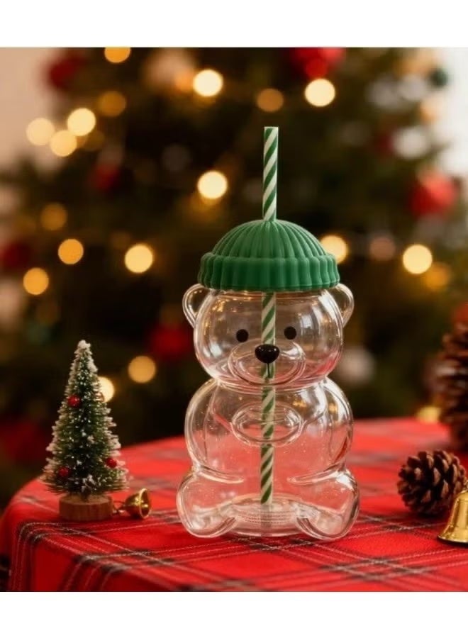 general 2025 Bear Glass Jar Cup Tumbler w Straw for hot coffee - Image 3