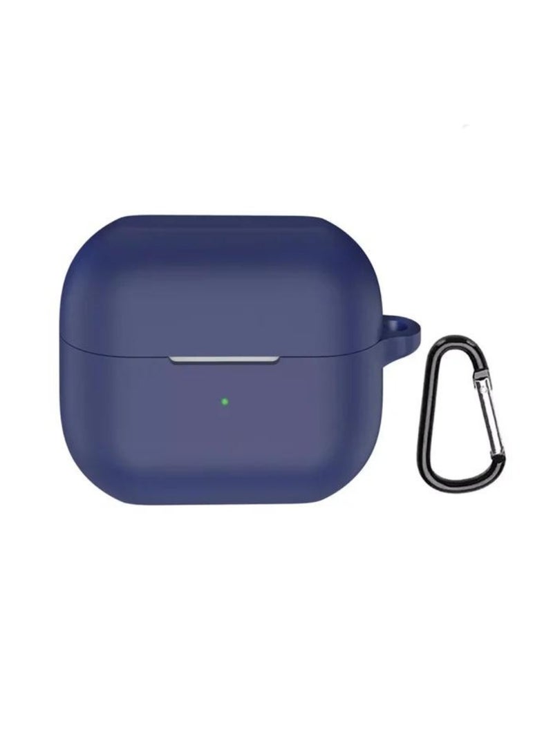 Compatible with Samsung Galaxy Buds 3 Pro/Buds 3 Case Cover, Soft Silicone Shockproof Protective Case Wireless Earbuds with Carabiner, Front LED Visible (Blue) - Image 1