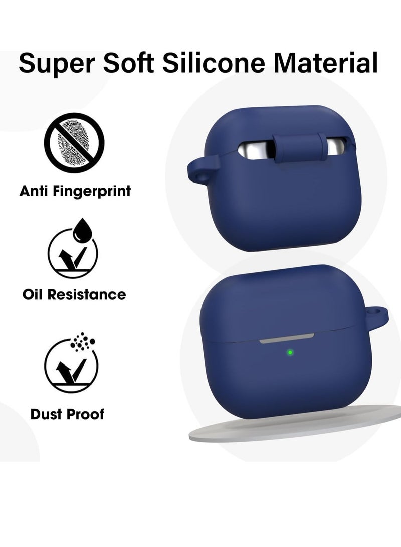 Compatible with Samsung Galaxy Buds 3 Pro/Buds 3 Case Cover, Soft Silicone Shockproof Protective Case Wireless Earbuds with Carabiner, Front LED Visible (Blue) - Image 3