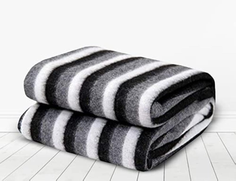 Goyal's Polar Fleece 250TC Single Bed Stripes Blanket, 250 Thread Count - Black - Image 1