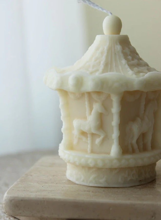 Joyful Carousel Sculptural Candle – Vintage Inspired Decorative Wax Candle - Image 1