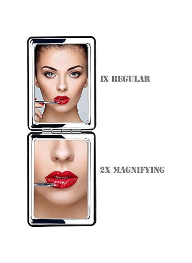 Arabest Men's Black Compact Vanity Mirror, Portable Travel Makeup Mirror for Handbag and Pocket, Double-Sided Magnifying Cosmetic Mirror for Daily Use, Work, and Business - Image 2