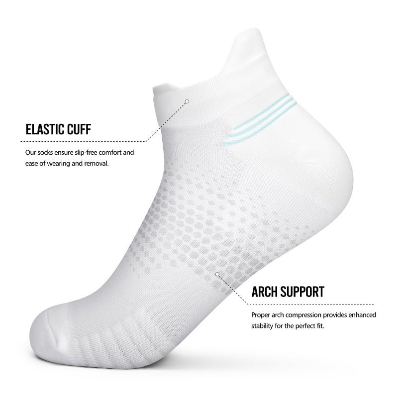 PAPLUS 6 Pairs Ankle Compression Socks for Women, Running Socks with Heel Tab, Cushioned Low Cut Athletic Socks - Image 5