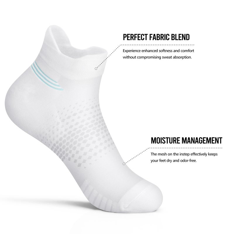 PAPLUS 6 Pairs Ankle Compression Socks for Women, Running Socks with Heel Tab, Cushioned Low Cut Athletic Socks - Image 4