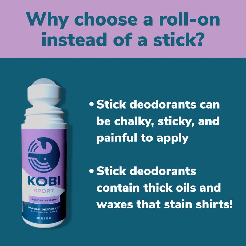Kobi Deodorant for Teens, Kids, Girls, Boys - Natural, Aluminum-Free, Hypoallergenic, Sport Strength - Sunset Bloom - Image 5
