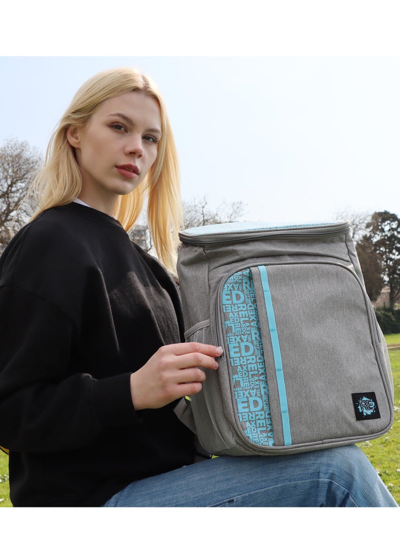 بيج ديزاين حقيبة ظهر معزولة Biggdesign Moods Up Relax، حقيبة غداء معزولة مقاومة للماء والتسرب للرجال والنساء، حقائب تبريد للنزهات، للمكتب، التخييم، الشاطئ، المدرسة، سعة 19.1 لتر. - Image 4