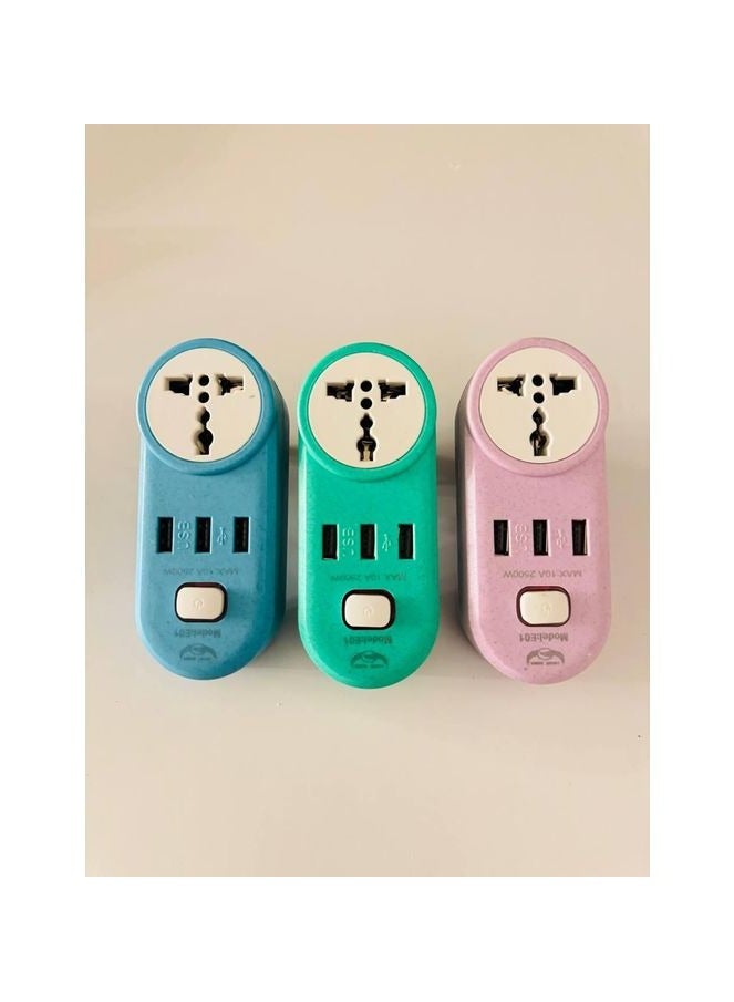 مشترك كهرباء - 1 منفذ - 3 منافذ يو اس بي