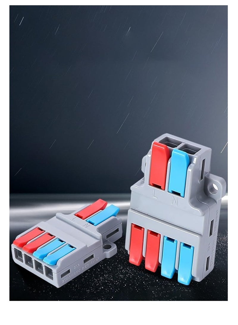 موصلات أسلاك صواميل أسلاك الرافعة، 10 قطع موصل توصيل مدمج، كتل طرفية للموصل (جديد - 2 في 4 خارج) - Image 4