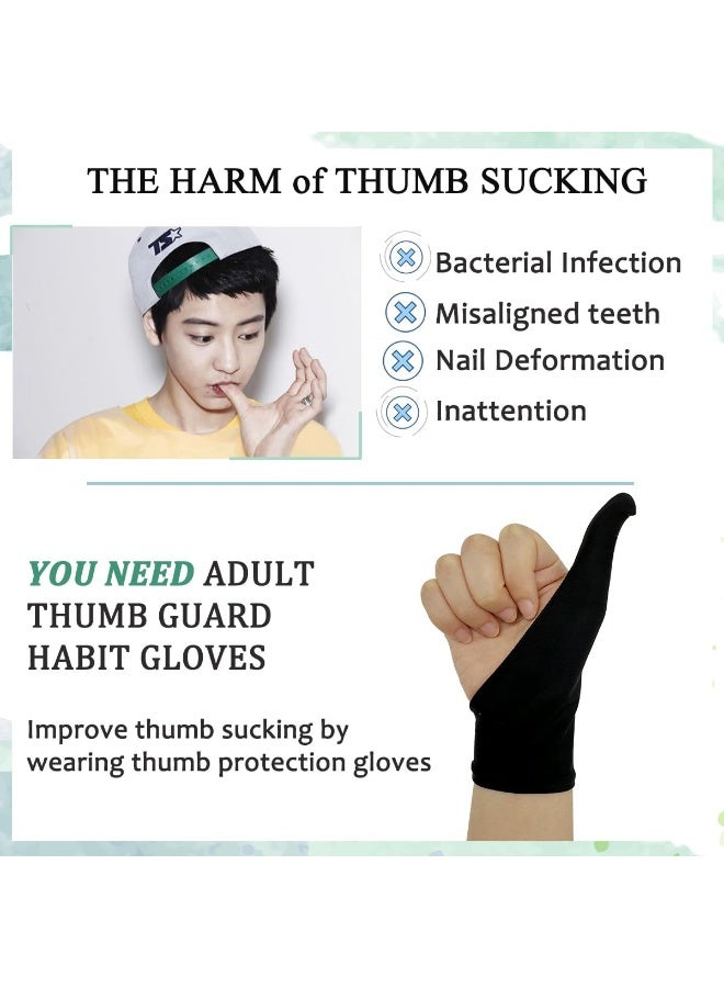 Heyshapeing 2 Pairs Adult Thumb Sucking Guard Gloves Finger Gloves for Finger Sucking Stop Nail Biting Prevention Skin Picking Thumb Sucking and Hair Pulling - Image 3