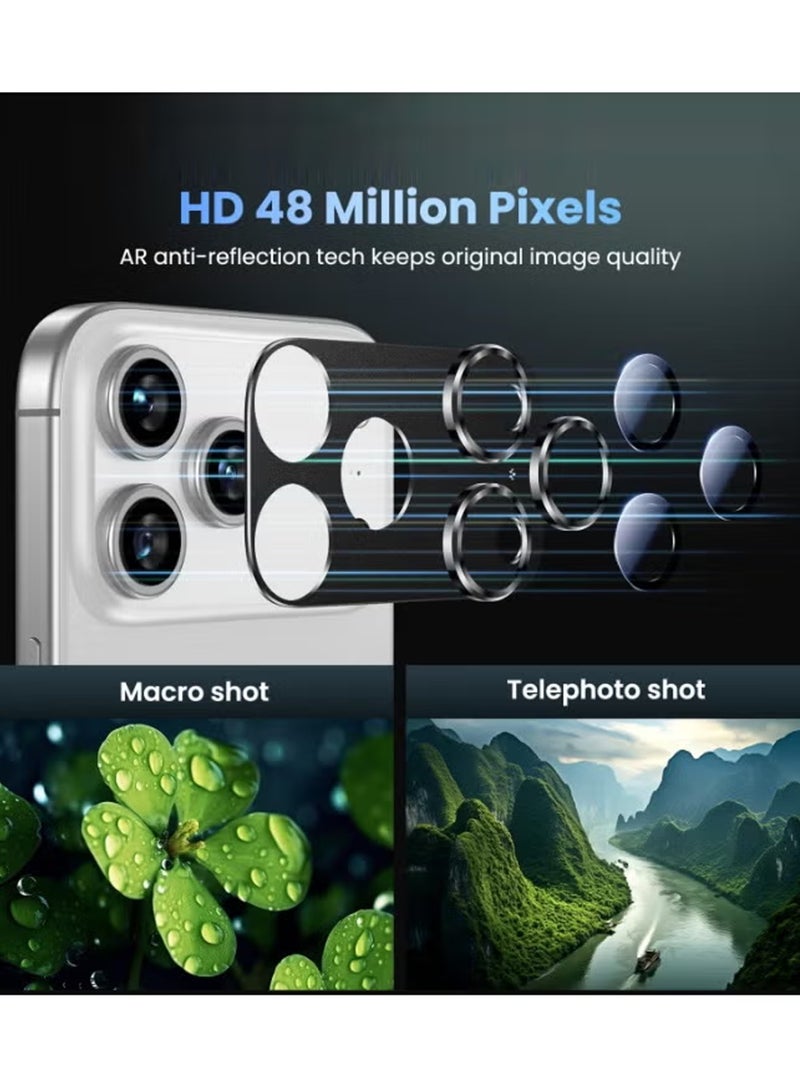 واقي عدسة كاميرا آيفون 17 برو ماكس من آبل - [مقاوم للكسر بمعايير عسكرية] [التصاق قوي] واقي شاشة كاميرا من الزجاج المقوى بسبائك الألومنيوم والمعدن، فائق الوضوح، صلابة 9H، مقاوم للخدش، متوافق مع أغلفة الحماية، سهل التركيب - أسود - Image 3