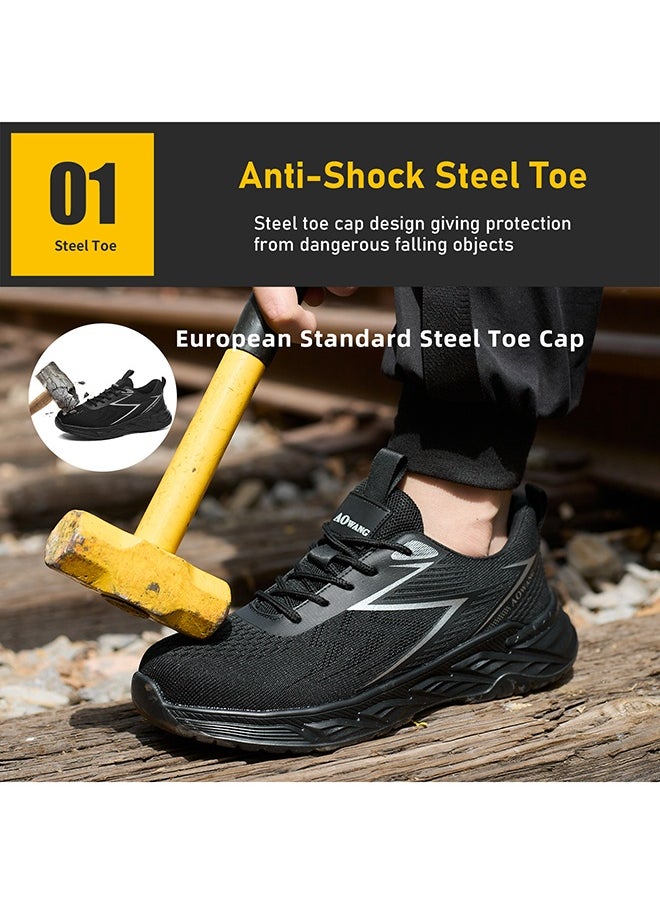 AOwang Steel Toe Shoes for Men Lightweight Safety Shoes Comfortable Puncture Proof Slip On Indestructible Work Shoes and Fashion Sneakers.  - Image 3