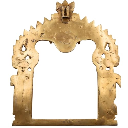 Bhunes Brass Traditional Prabhavali Arch Frame – Wall Hanging Prabhawali for Home Temple Decor | Prabhaval for Deity Idol | Kirtimukha Brass Backdrop, Gold, 10.5 Inch, 1 Piece - Image 5