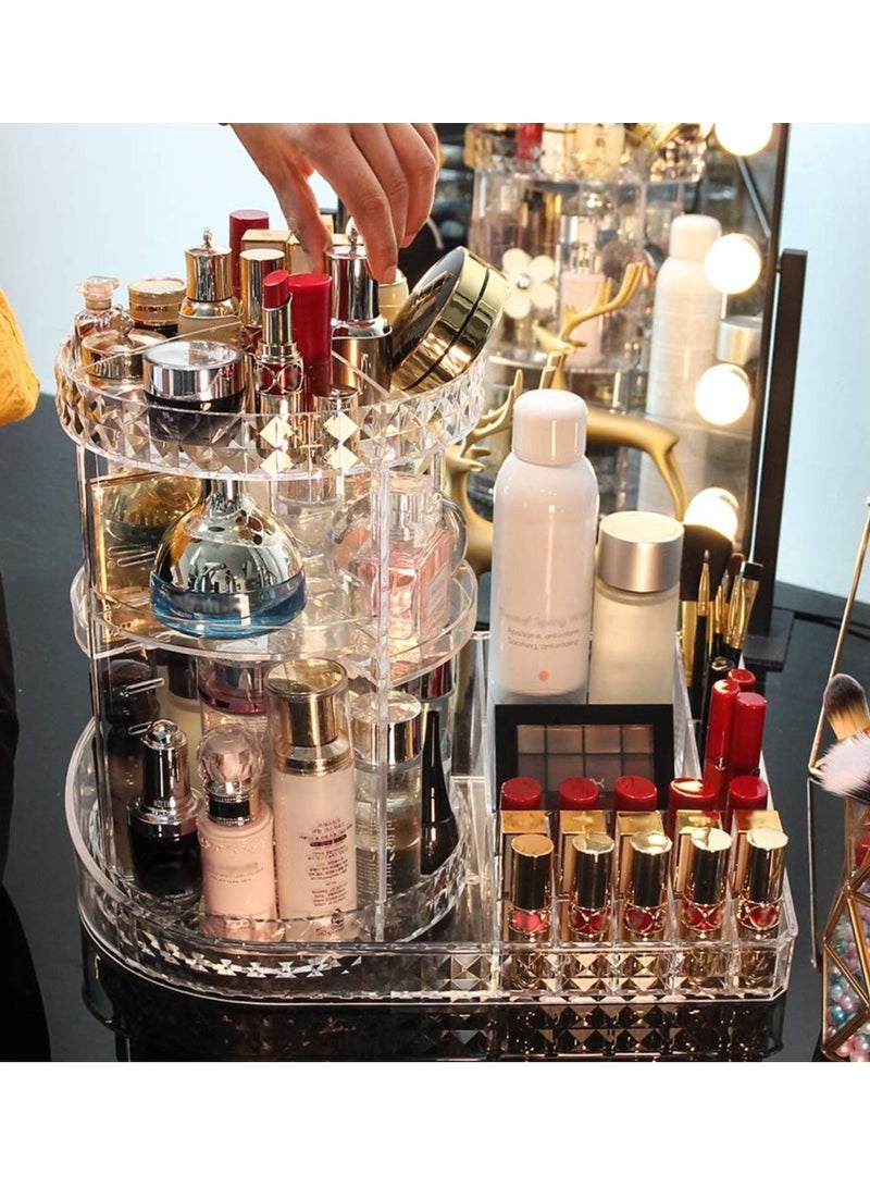 منظم مكياج ومستحضرات التجميل الأكريليك متعدد الوظائف الدوار 360 درجة، تصميم شفاف وأنيق، منظم لعرض وتخزين مستحضرات التجميل وادوات المكياج والمجوهرات - Image 5