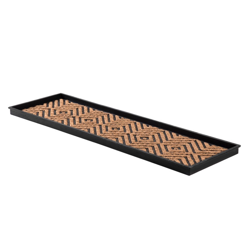 Anji Mountain Heavy Duty Waterproof Rubber Shoe Storage Mat Organizer/Boot Storage Tray Multi Use for Entryway with Coir, Tan Insert, Fits 4 Pair (46.5" Wide) - Image 1
