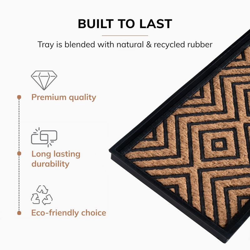 Anji Mountain Heavy Duty Waterproof Rubber Shoe Storage Mat Organizer/Boot Storage Tray Multi Use for Entryway with Coir, Tan Insert, Fits 4 Pair (46.5" Wide) - Image 3