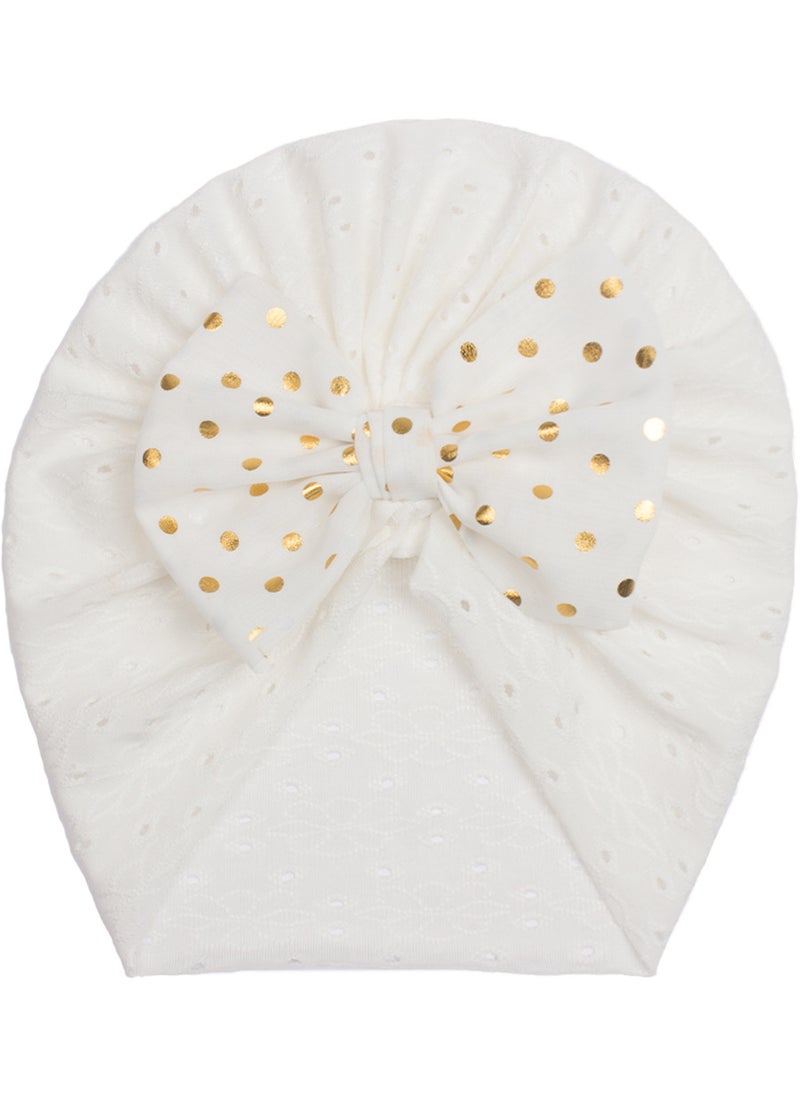 Generic Autumn Baby Hat Childrens Pull over Cap with Glitter Butterfly Knot Print Warmth Breathable Sunshade Windproof Cap for Infants White 