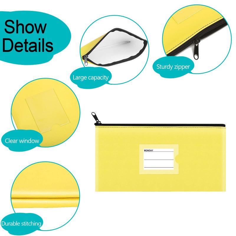 Sinzip 8 Pack Bank Deposit Money Wallet, Heavy Duty Leatherette Security Zipper Wallet with Clear Window, Coin Bag, Cash Bag, Tool Pouch, Assorted Colors (8 Pack-Small Size) - Image 4