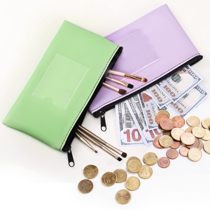 Sinzip 8 Pack Bank Deposit Money Wallet, Heavy Duty Leatherette Security Zipper Wallet with Clear Window, Coin Bag, Cash Bag, Tool Pouch, Assorted Colors (8 Pack-Small Size) - Image 2