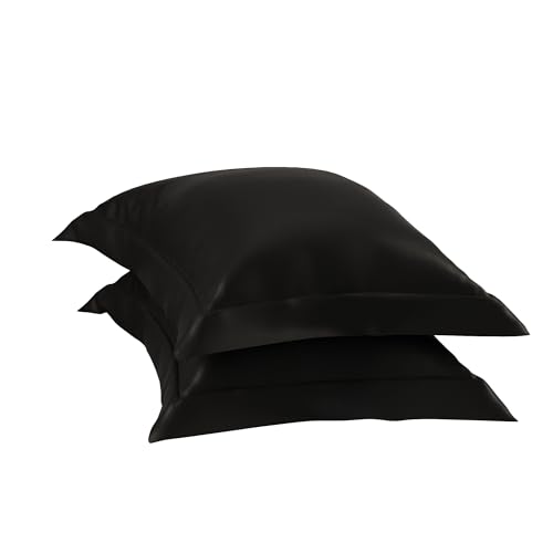 Stoa Paris Satin Pillow Covers, 300TC Premium Plain Pillow Cover Set of 2, Home Decor, Ultimate Comfort for Home, 68L x 45W Centimetres, Date Night - Midnight Black - Image 4
