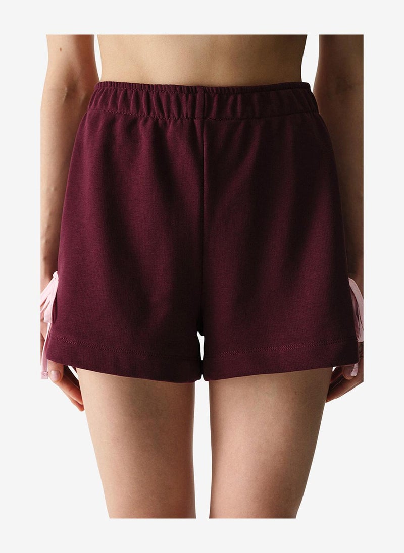 Penti Women Bow Detailed Bordeaux Shorts - Image 1