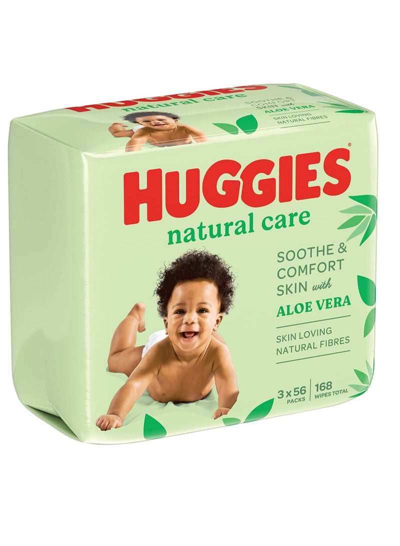 HUGGIES Natural Care Wet Baby Wipes, 560 Count ( 10x56) - Aloe Vera, Skin Loving Natural Fibres - Image 2