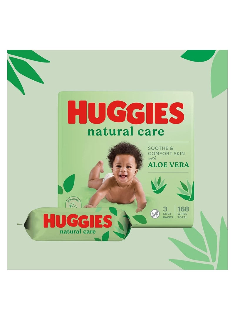HUGGIES Natural Care Wet Baby Wipes, 560 Count ( 10x56) - Aloe Vera, Skin Loving Natural Fibres - Image 3
