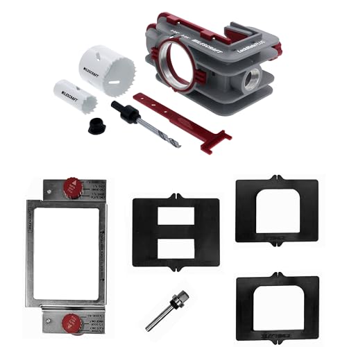 Milescraft 7301 Door Kit For Installing Door Locks Knobs and Hinges SelfClamping Lock Jig with BiMetal Hole Saws Rout Common Hinge Mortises on Standard Doors Cutting Tools Included - Image 1