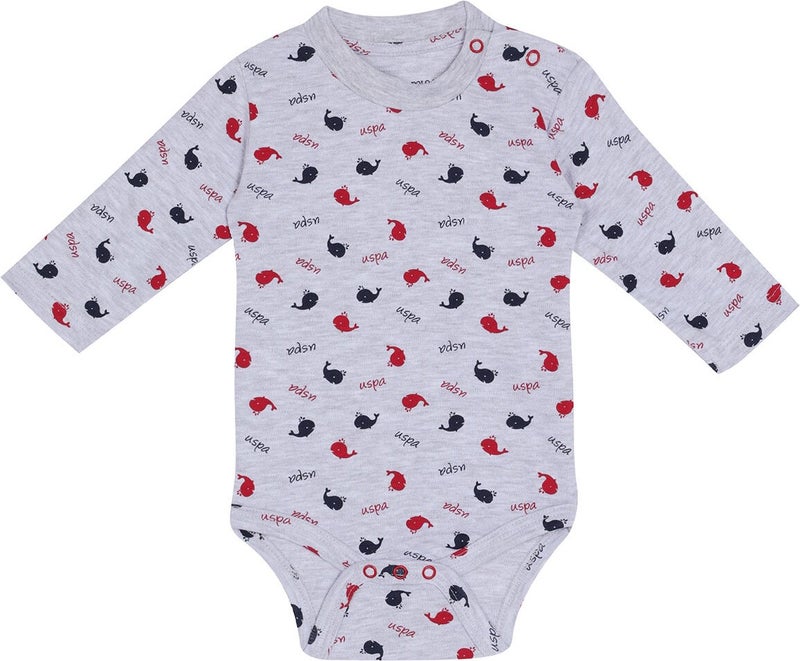 U.S. Polo Assn. Snow Melange Long Sleeve Baby Girl Bodysuit - Image 2