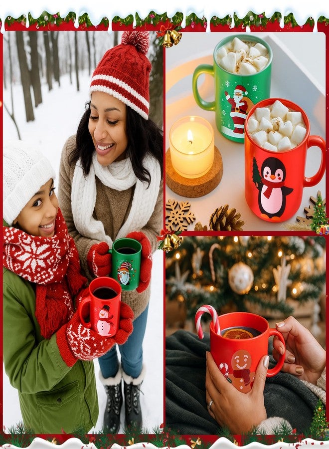 Potchen 24 Pcs Christmas Plastic Mugs Bulk Santa Snowman Elk Elf Gingerbread Man Penguin 11.8 oz Coffee Cups with Handle Winter Xmas Drinking Cup Holiday Drinkware Candy Holder Snack Container - Image 4