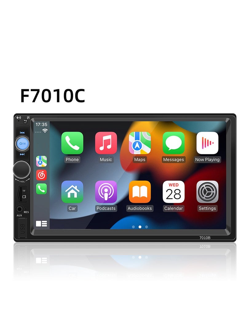 AROAQ ستيريو سيارة مزدوج الدين، مشغل MP5 للسيارة مقاس 7 بوصات، مستقبل صوت راديو FM بشاشة لمس عالية الدقة مقاس 2 دين، شاشة كار بلاي مع تسجيل حلقي، واي فاي، اتصال بالهاتف المحمول، مراقبة وقوف السيارات، (F7010C) - Image 1