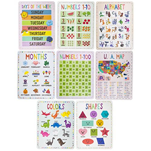 Pint-Size Scholars 8-Pack Reversible Classroom Wall Posters 22" x 17" - Learn The Alphabet, Colors, Days, Months, Numbers, Shapes, & USA Map - Educational Posters by Pint-Size Scholars - Image 2