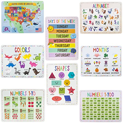 Pint-Size Scholars 8-Pack Reversible Classroom Wall Posters 22" x 17" - Learn The Alphabet, Colors, Days, Months, Numbers, Shapes, & USA Map - Educational Posters by Pint-Size Scholars - Image 1