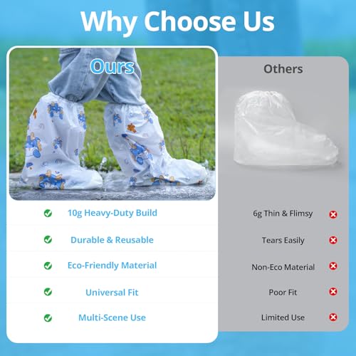 May Eileen 10-Pack Kids' Rain Shoe Covers - Waterproof, Dinosaur Pattern, 13.78×11.02 in, Fits Ages 3-8, Ideal for Rainy Days & Outdoor Activities - Image 5
