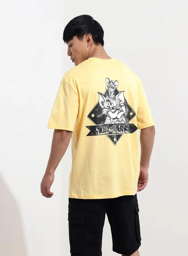 ذا انديان كراج كو Men Boxy Fit Tom&Jerry Printed Crew Neck Half Sleeves T-Shirt