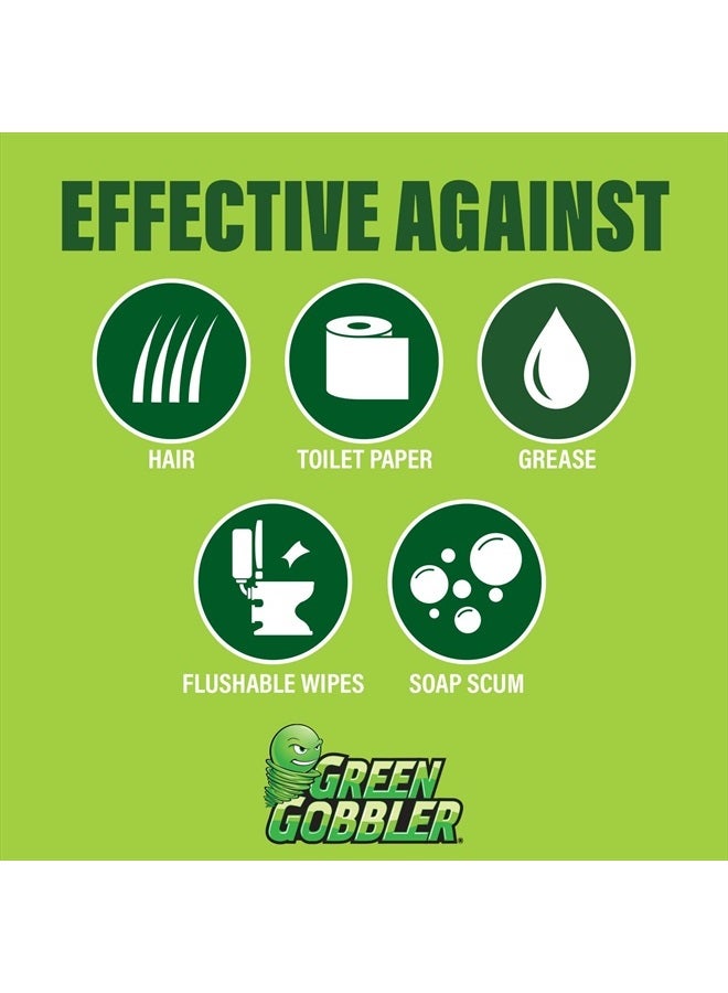 Green Gobbler مزيل انسداد الشعر السائل والمنظف، للمراحيض، الأحواض، الحمامات - آمن للصرف الصحي، عبوتين - Image 4
