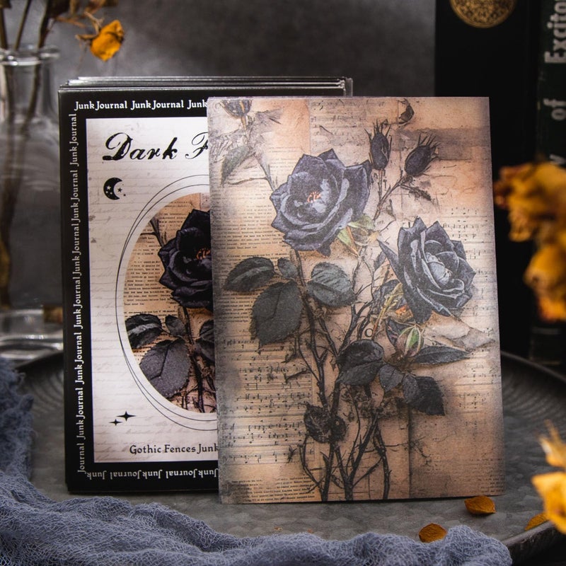 YOKSAS 180 Sheets Dark Fantasy Gothic Vintage Cat Rose Decoupage Paper for Scrapbooking, Collage Art Projects, Antique Graveyard & Haunted Castles, Vintage Halloween Junk Journal Craft Paper - Image 3