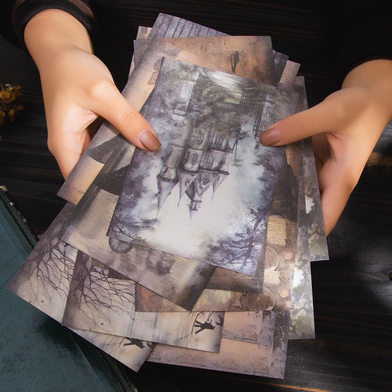 YOKSAS 180 Sheets Dark Fantasy Gothic Vintage Cat Rose Decoupage Paper for Scrapbooking, Collage Art Projects, Antique Graveyard & Haunted Castles, Vintage Halloween Junk Journal Craft Paper - Image 2