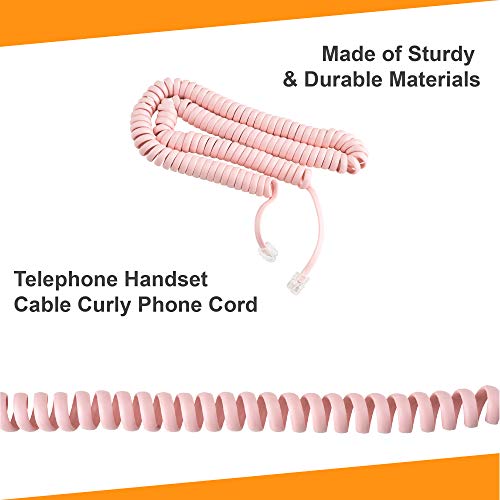 iSoHo Phones: Phone Cord for Landline Phone – Trouble-Free, Handset Curly Handset Telephones Cord Easy to Use + Excellent Sound Quality Telephone Cords for Landline in Home or Office 25ft Ladies Pink - Image 5