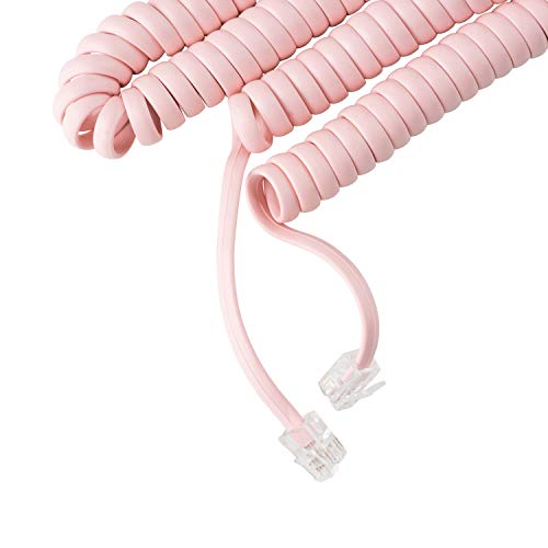 iSoHo Phones: Phone Cord for Landline Phone – Trouble-Free, Handset Curly Handset Telephones Cord Easy to Use + Excellent Sound Quality Telephone Cords for Landline in Home or Office 25ft Ladies Pink - Image 2