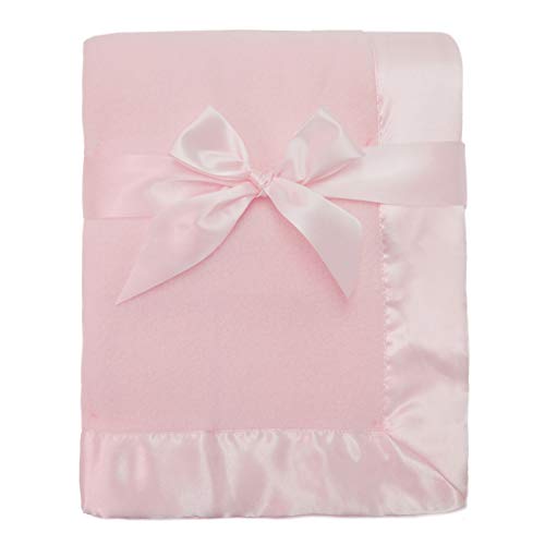 TL Care Fleece Blanket with Silk-Like Satin Trim, Soft, Warm & Cozy, Pink, 30" x 40" for Boys and Girls, Perfect for Baby Carrier, Stroller, Travel and Gifting - Image 1