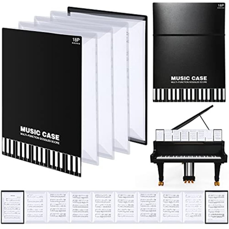 Sheet Music Folder Music Storage Holder Folder 10 Pages A4 Size 18 Pockets File Organizer for Writing Drawing and Modifying Storing Files - Image 1
