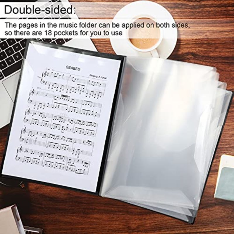 Sheet Music Folder Music Storage Holder Folder 10 Pages A4 Size 18 Pockets File Organizer for Writing Drawing and Modifying Storing Files - Image 4