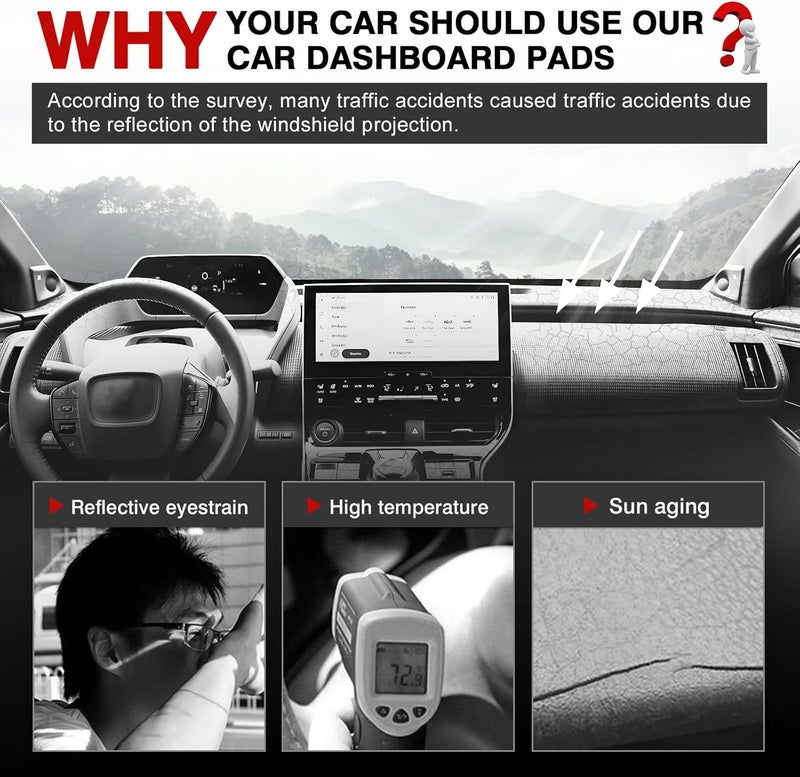 Autorder Various size alternatives Dashboard Cover Mat for Toyota bZ4X /Subaru Solterra 2023 2024 Accessories Dash Cover Upgrade Velvet Dash Mat Sunshade Glare UV Rays Protector Efficiency boosted construction - Image 2