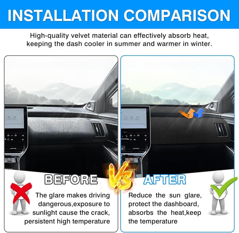 Autorder Various size alternatives Dashboard Cover Mat for Toyota bZ4X /Subaru Solterra 2023 2024 Accessories Dash Cover Upgrade Velvet Dash Mat Sunshade Glare UV Rays Protector Efficiency boosted construction - Image 3