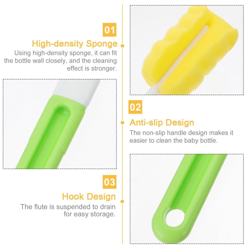 6pcs Bottle Cleaning Brush Set with Feeder Straw Brushes and Sponge for Travel Home Use - Image 4