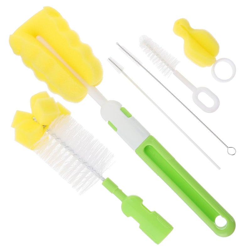 6pcs Bottle Cleaning Brush Set with Feeder Straw Brushes and Sponge for Travel Home Use - Image 2