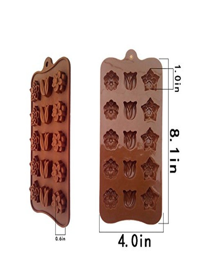 Minchsrin Mini Non Stick Candy Chocolate Soap Molds Silicone Baking Molds 3pc Value Set-Sunflower Rose Tulip Flower Chrysanthemum - Image 3