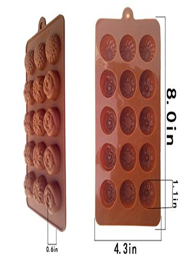 Minchsrin Mini Non Stick Candy Chocolate Soap Molds Silicone Baking Molds 3pc Value Set-Sunflower Rose Tulip Flower Chrysanthemum - Image 2